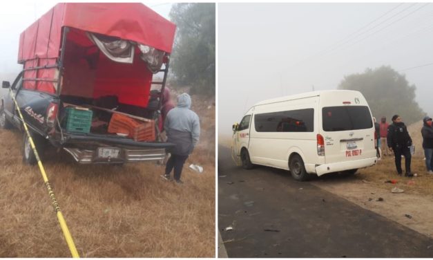 Choque entre dos camionetas deja a una persona sin vida y cuatro lesionados